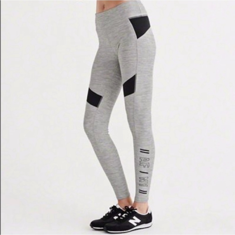 Abercrombie & Fitch Active Leggings Gray Black Colorblock Size S Pocket